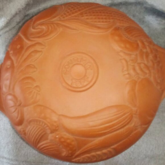 Vintage Gourmet Topf 1980 Terracotta Lidded Pot / Casserole - Vegetable Print - Picture 1 of 8